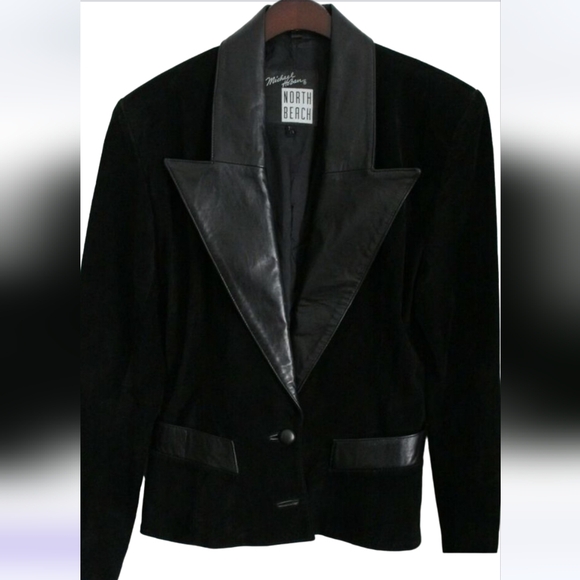 North Beach Leather Jacket Vintage 90s Size: S, Black Suede with Leather Details - Picture 4 of 12